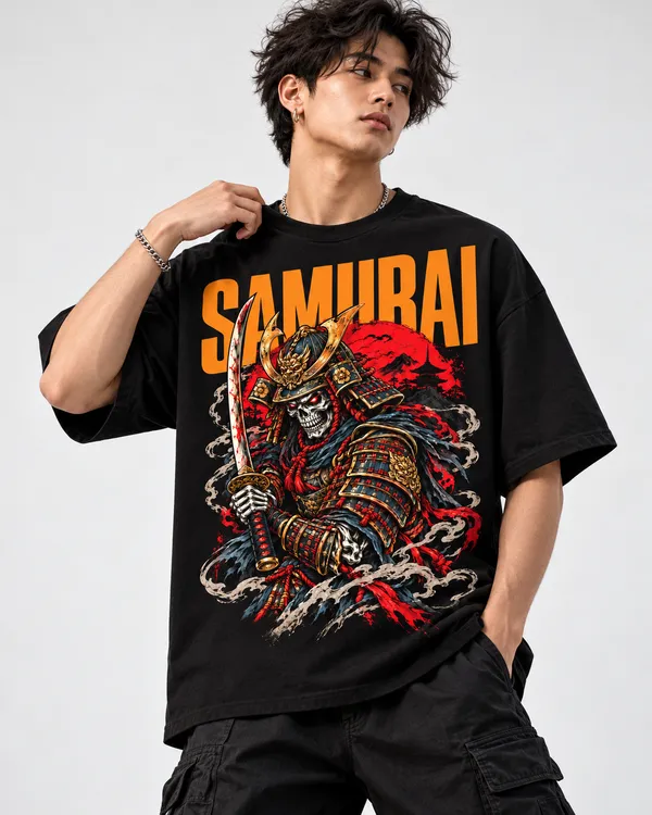 Black_Cotton_Oversized_Samurai_Graphic_T-Shirt_For_Men