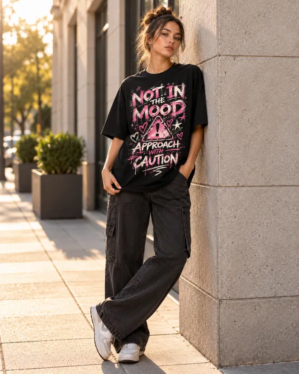Black_Cotton_Oversized_Pink_Caution_Graphic_T-Shirt_For_Women