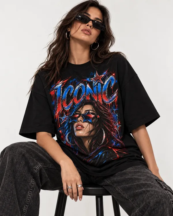 Black_Cotton_Oversized_Iconic_Portrait_Graphic_T-Shirt_For_Women