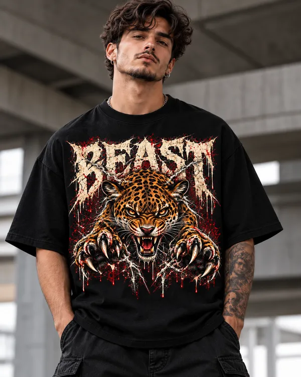 Black_Cotton_Oversized_Leopard_Graphic_T-Shirt_For_Men