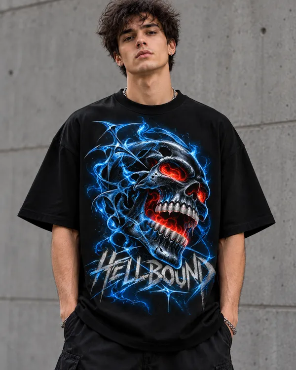 Black_Cotton_Oversized_Skull_Hellbound_Graphic_T-Shirt_For_Men