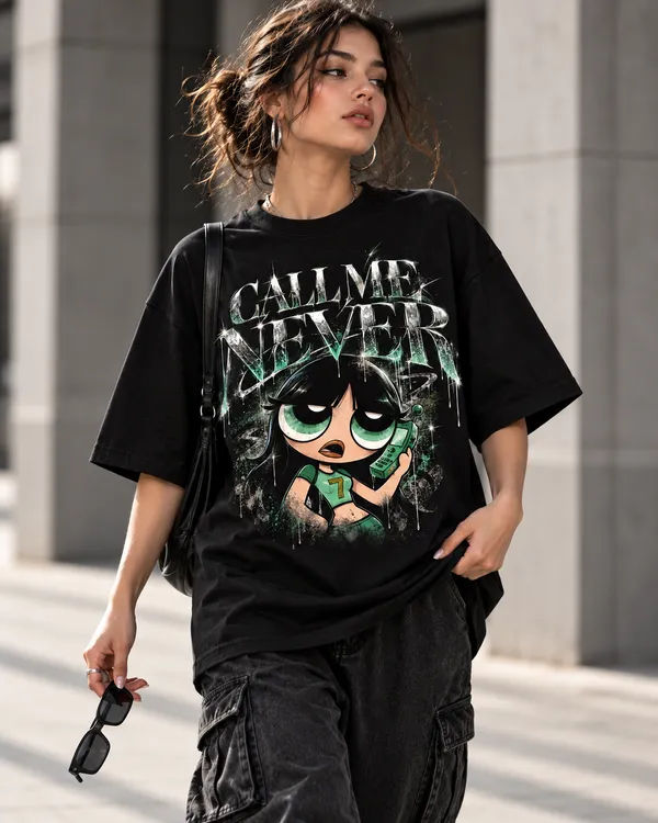 Black_Cotton_Oversized_Illustrated_Character_Graphic_T-Shirt_For_Women