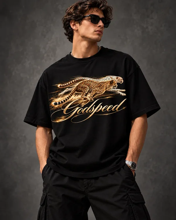 Black_Cotton_Oversized_Cheetah_Godspeed_Graphic_T-Shirt_For_Men