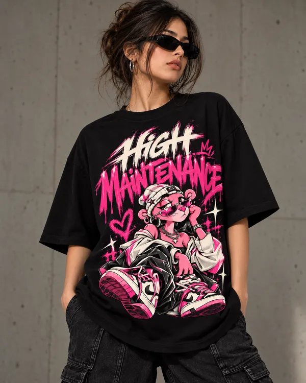 Black_Cotton_Oversized_Urban_Character_Graphic_T-Shirt_For_Women