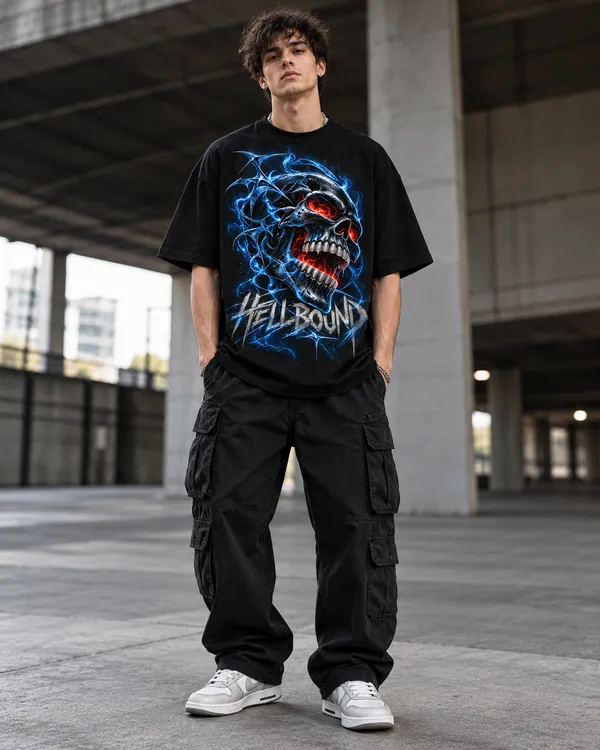 Black_Cotton_Oversized_Skull_Hellbound_Graphic_T-Shirt_For_Men