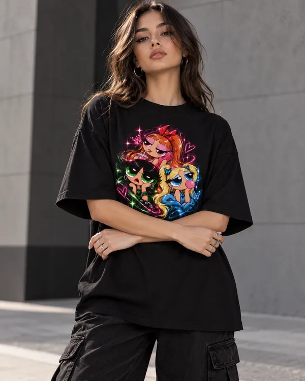 Black_Cotton_Oversized_Cartoon_Character_Graphic_T-Shirt_For_Women