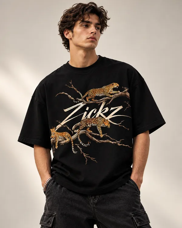 Black_Cotton_Oversized_Leopard_Print_Graphic_T-Shirt_For_Men