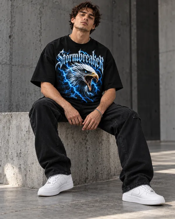 Black_Cotton_Relaxed_Fit_Eagle_Lightning_Graphic_T-Shirt_For_Men