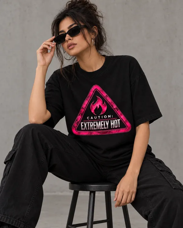 Black_Cotton_Oversized_Flame_Caution_Graphic_T-Shirt_For_Women