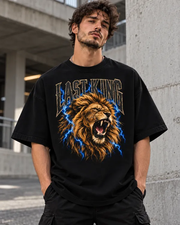 Black_Cotton_Oversized_Lion_Last_King_Graphic_T-Shirt_For_Men