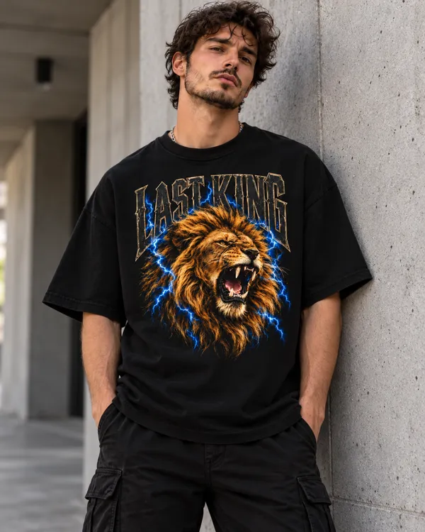 Black_Cotton_Oversized_Lion_Last_King_Graphic_T-Shirt_For_Men