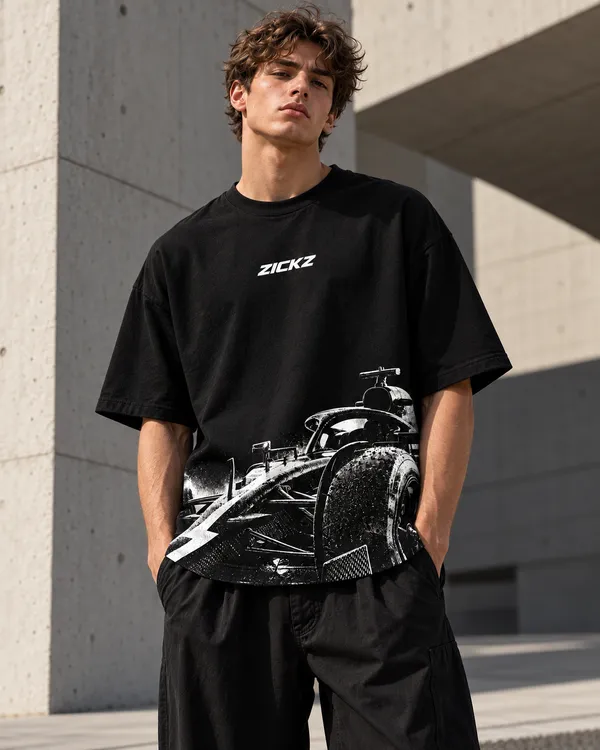Black_Cotton_Oversized_Monochrome_Race_Car_Graphic_T-Shirt_For_Men