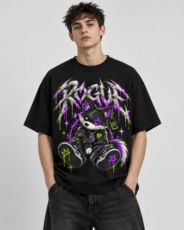Black_Cotton_Oversized_Character_Graphic_T-Shirt_For_Men
