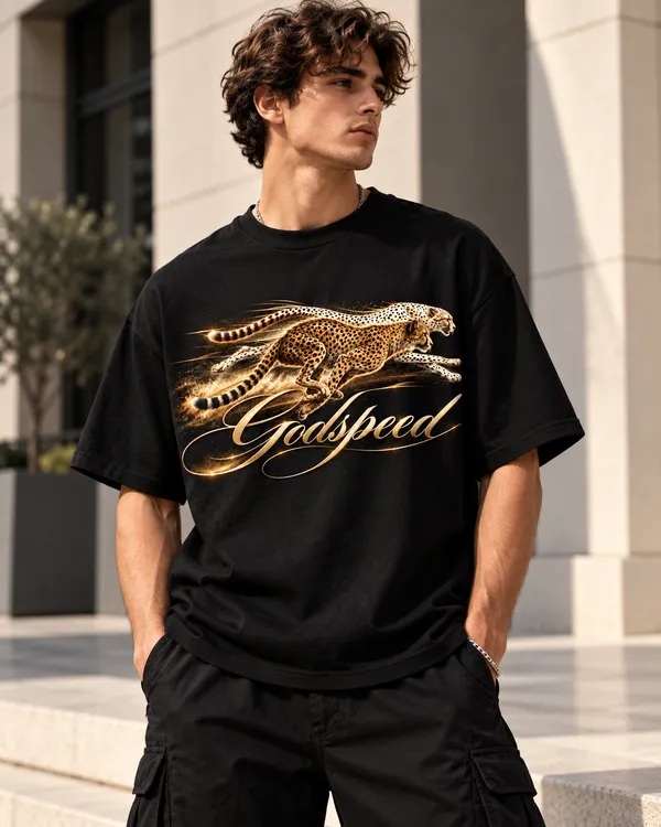 Black_Cotton_Oversized_Cheetah_Godspeed_Graphic_T-Shirt_For_Men
