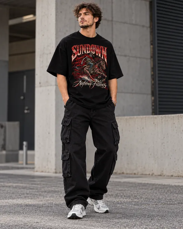 Black_Cotton_Oversized_Sundown_Graphic_T-Shirt_For_Men