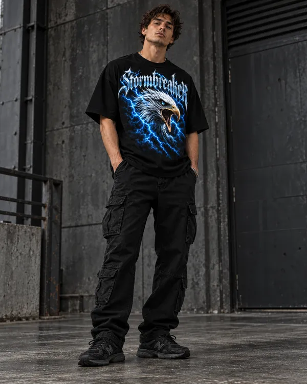 Black_Cotton_Relaxed_Fit_Eagle_Lightning_Graphic_T-Shirt_For_Men