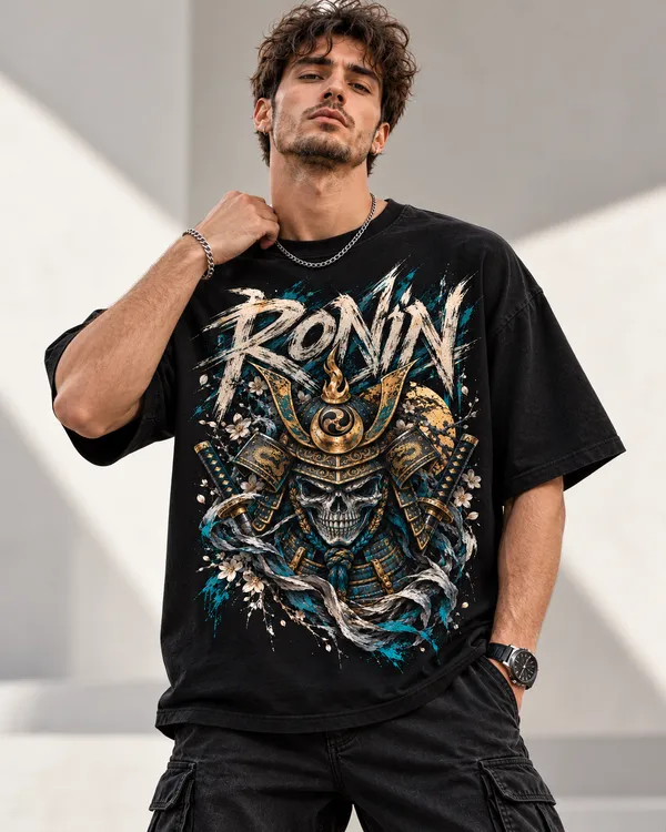 Black_Cotton_Oversized_Samurai_Skull_Graphic_T-Shirt_For_Men