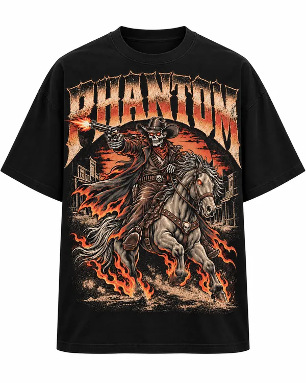 Black_Cotton_Oversized_Cowboy_Graphic_T-Shirt_For_Men