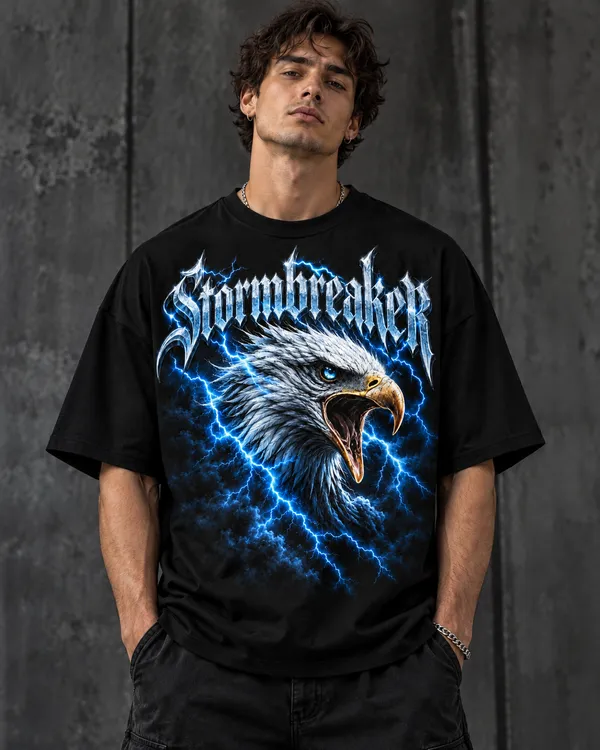 Black_Cotton_Relaxed_Fit_Eagle_Lightning_Graphic_T-Shirt_For_Men