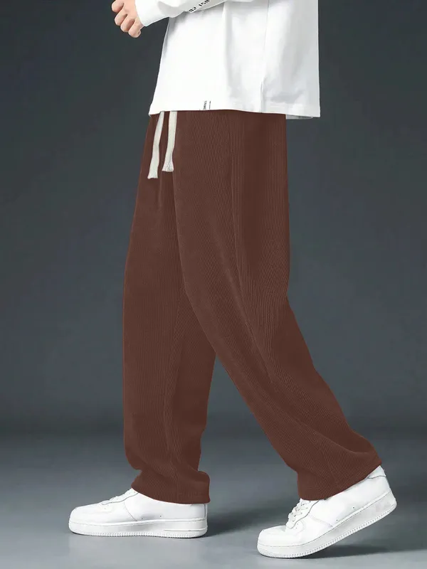 Brown_Ribbed_Relaxed_Fit_Pants_For_Men