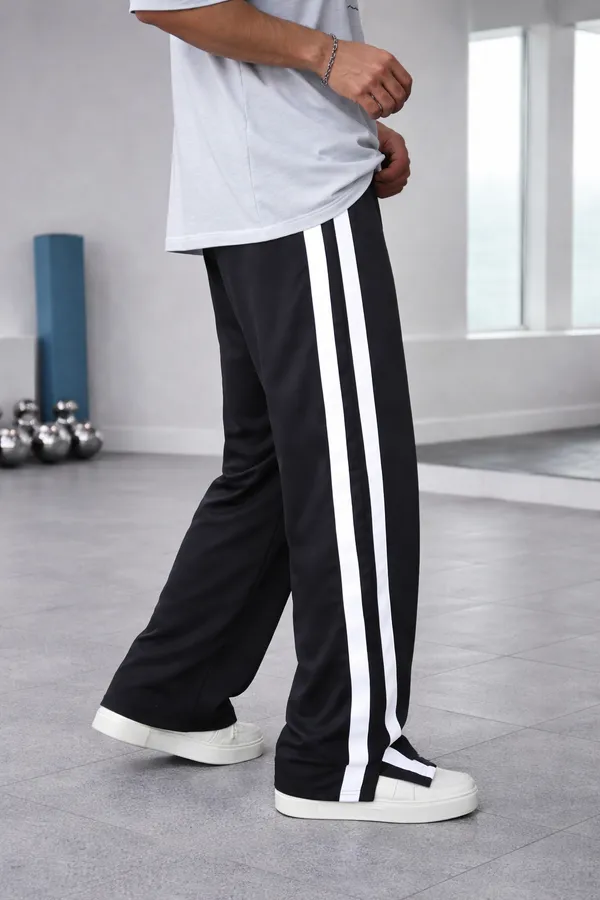 Black_Relaxed_Fit_Stripe_Track_Pants_For_Men