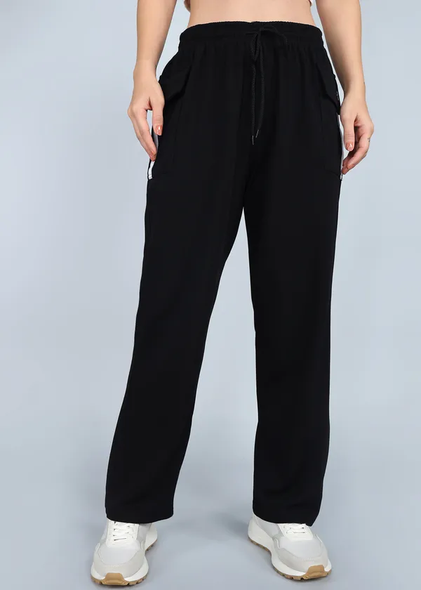 Black_Relaxed_Fit_Wide_Leg_Pants_For_Women