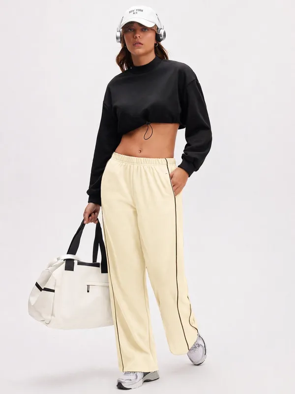 Cream_Wide_Leg_Track_Pants_For_Women