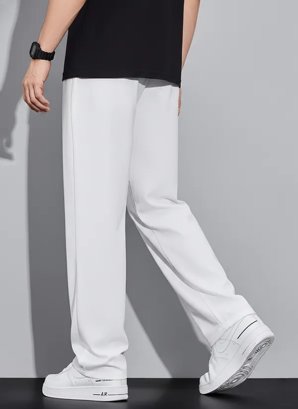 White_Loose_Fit_Drawstring_Trousers_For_Men
