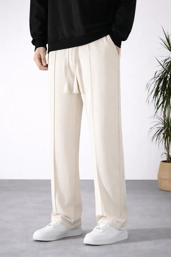Cream_Straight_Fit_Trousers_For_Men