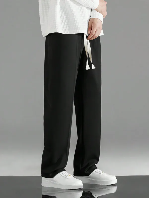 Black_Relaxed_Fit_Drawstring_Trousers_For_Men