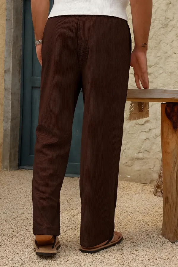 Brown_Ribbed_Relaxed_Fit_Pants_For_Men