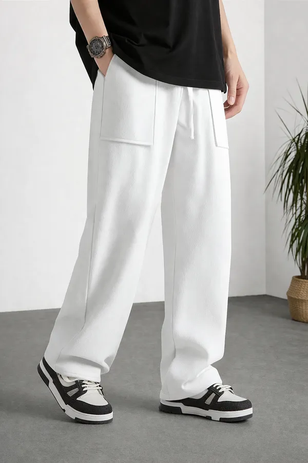 White_Wide_Leg_Cargo_Pants_For_Men