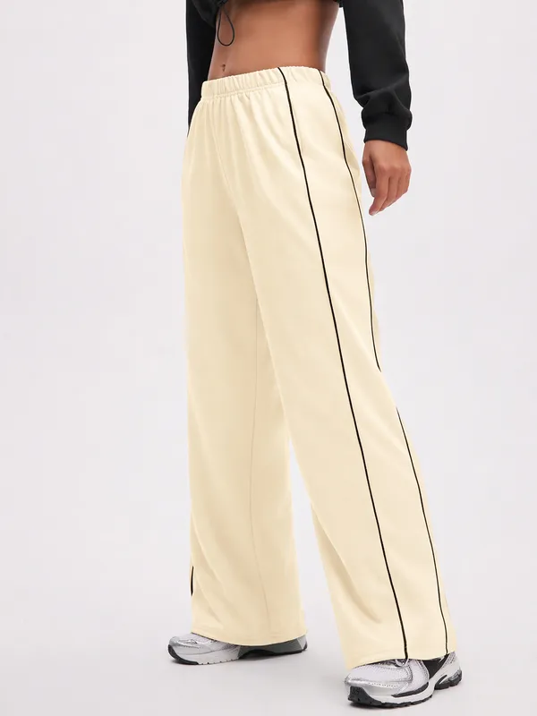 Cream_Wide_Leg_Track_Pants_For_Women