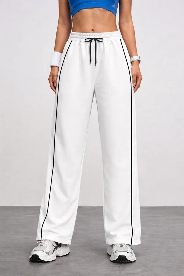 White_Wide_Leg_Track_Pants_For_Women