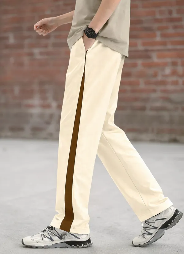 Cream_Wide_Leg_Side_Stripe_Trousers_For_Men