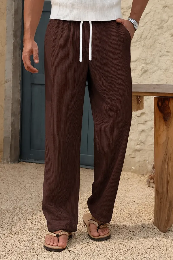 Brown_Ribbed_Relaxed_Fit_Pants_For_Men