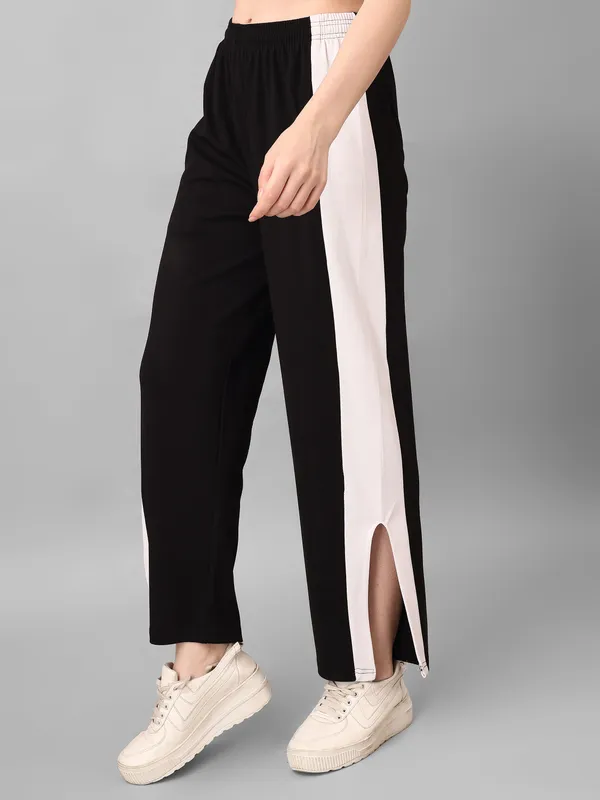 Black_Wide_Leg_Side_Stripe_Track_Pants_For_Women