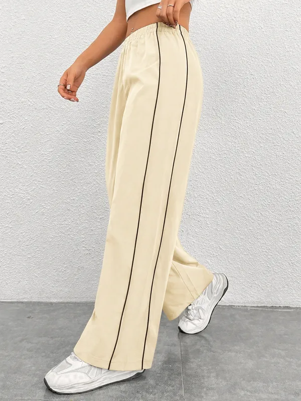 Cream_Wide_Leg_Track_Pants_For_Women