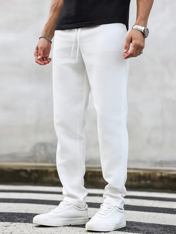White_Casual_Fit_Jogger_Pants_For_Men