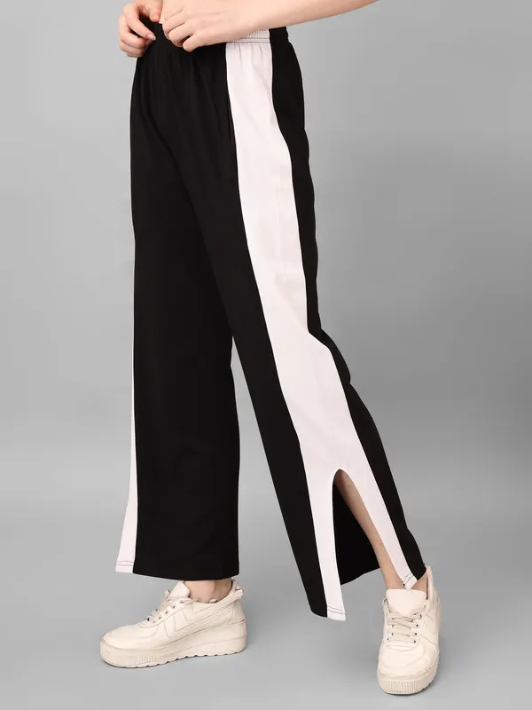 Black_Wide_Leg_Side_Stripe_Track_Pants_For_Women