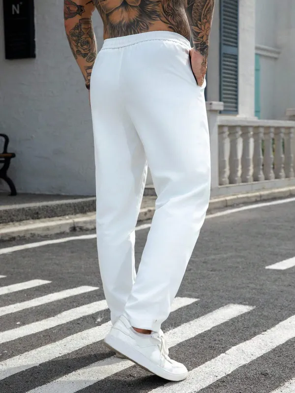 White_Casual_Fit_Jogger_Pants_For_Men