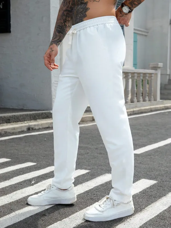 White_Casual_Fit_Jogger_Pants_For_Men