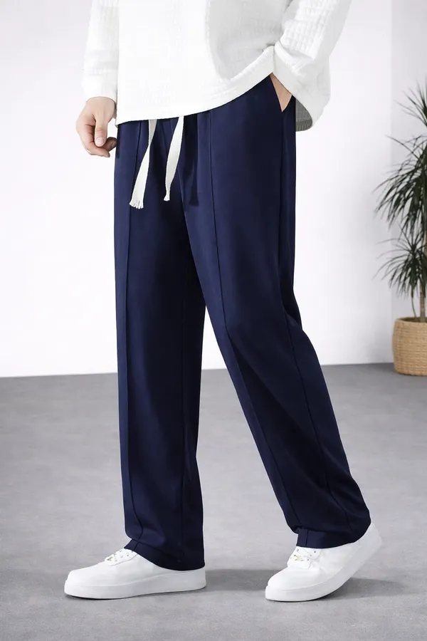 Navy_Relaxed_Fit_Drawstring_Trousers_For_Men