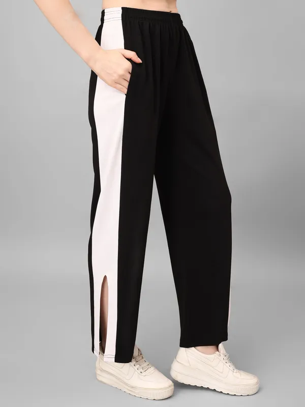 Black_Wide_Leg_Side_Stripe_Track_Pants_For_Women