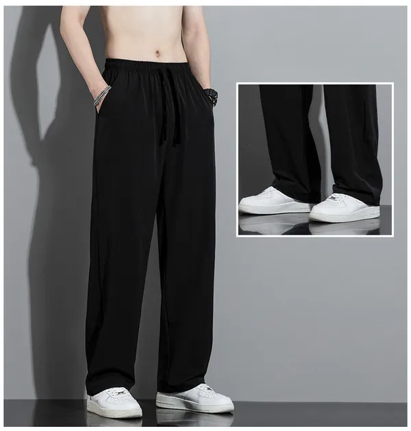 Black_Relaxed_Fit_Drawstring_Trousers_For_Men