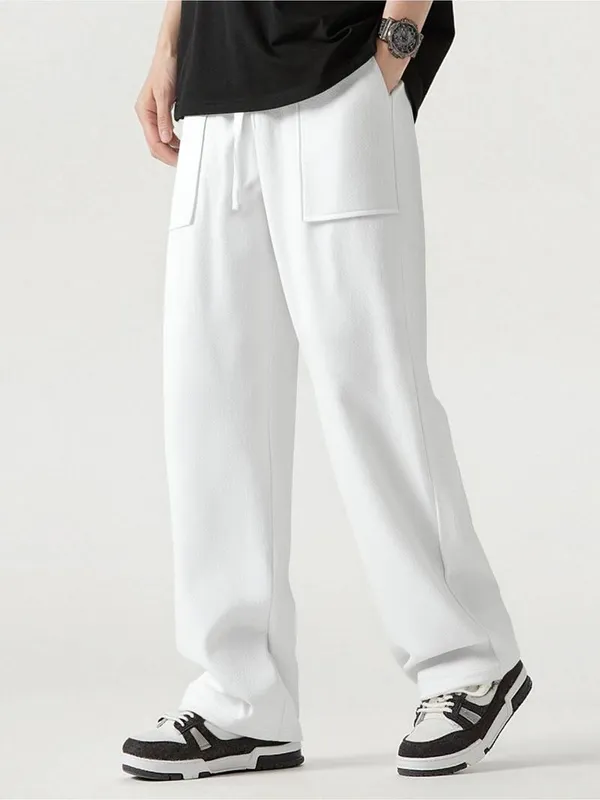 White_Wide_Leg_Cargo_Pants_For_Men