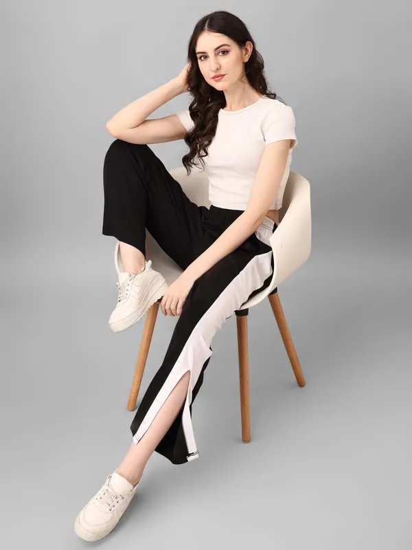 Black_Wide_Leg_Side_Stripe_Track_Pants_For_Women