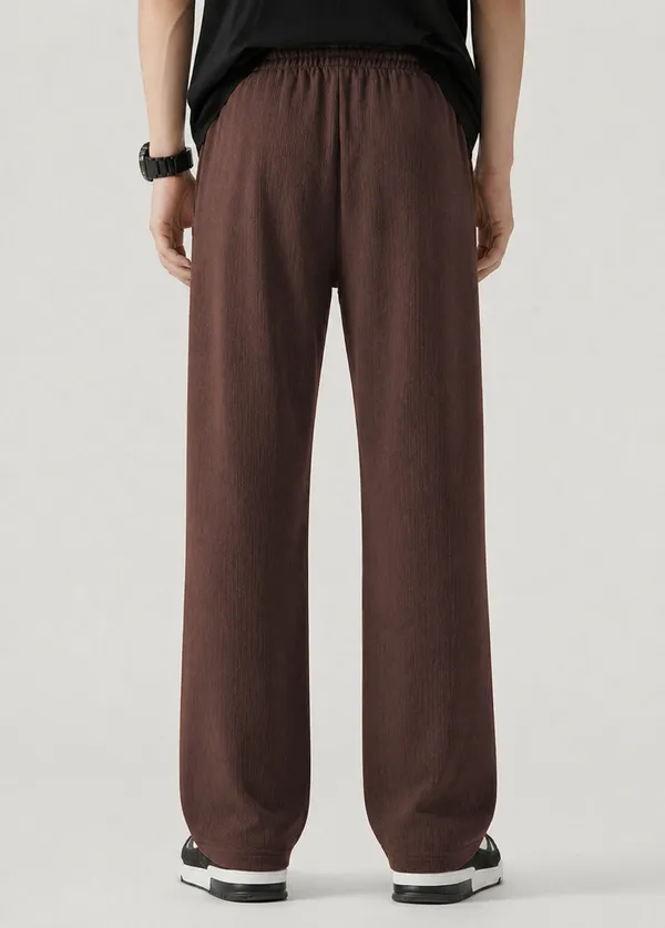 Brown_Textured_Wide_Leg_Cargo_Pants_For_Men