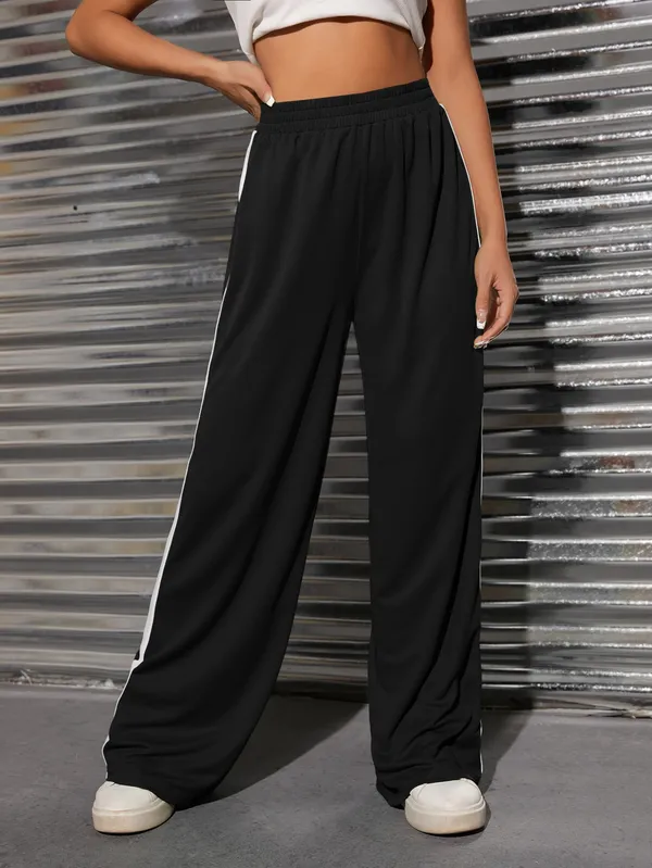 Black_Wide_Leg_Side_Stripe_Pants_for_Women