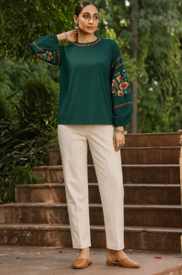 Green_Embroidered_Relaxed_Fit_Top_for_Women